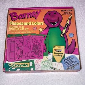 Vintage 90’s Barney shapes colors stencil and rubbing art kit